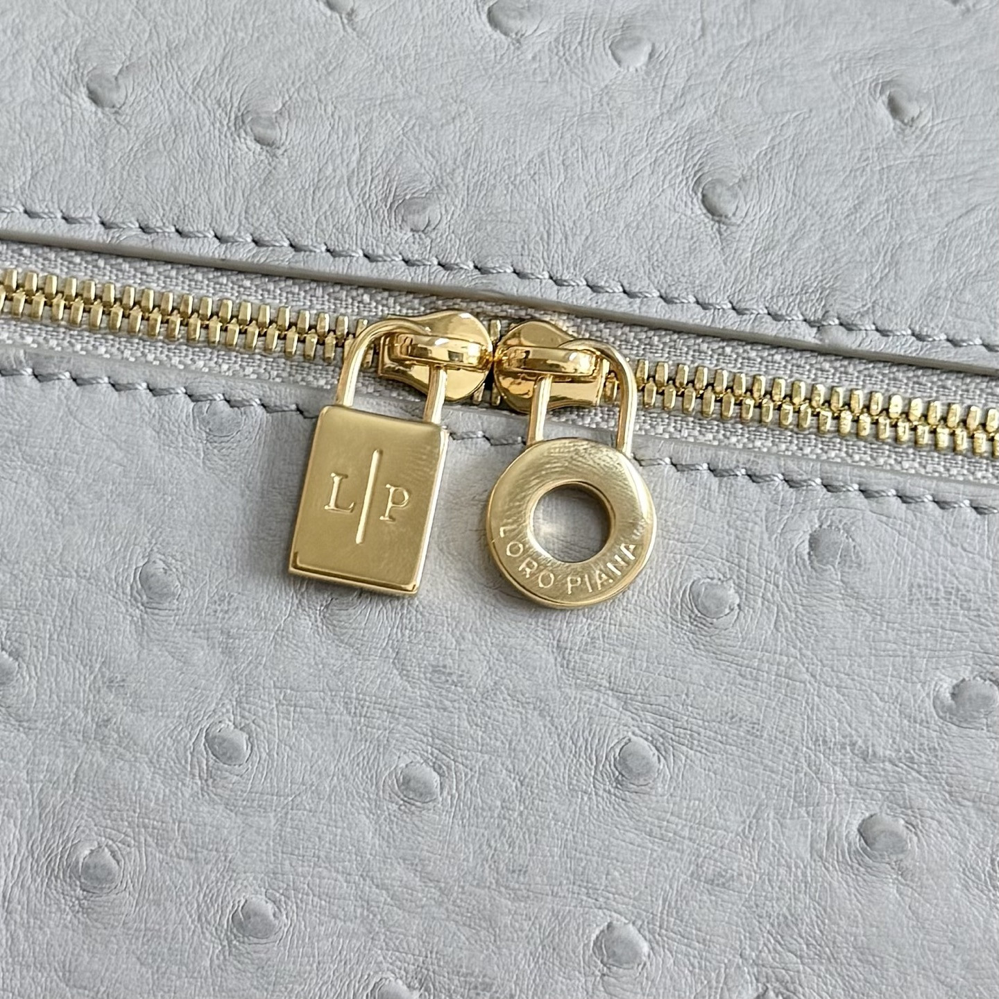 Loro Piana Extra Pocket L27 Ostrich-grained Leather 16x27x10cm