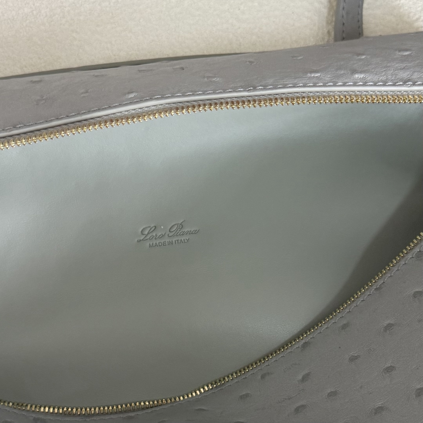 Loro Piana Extra Pocket L27 Ostrich-grained Leather 16x27x10cm