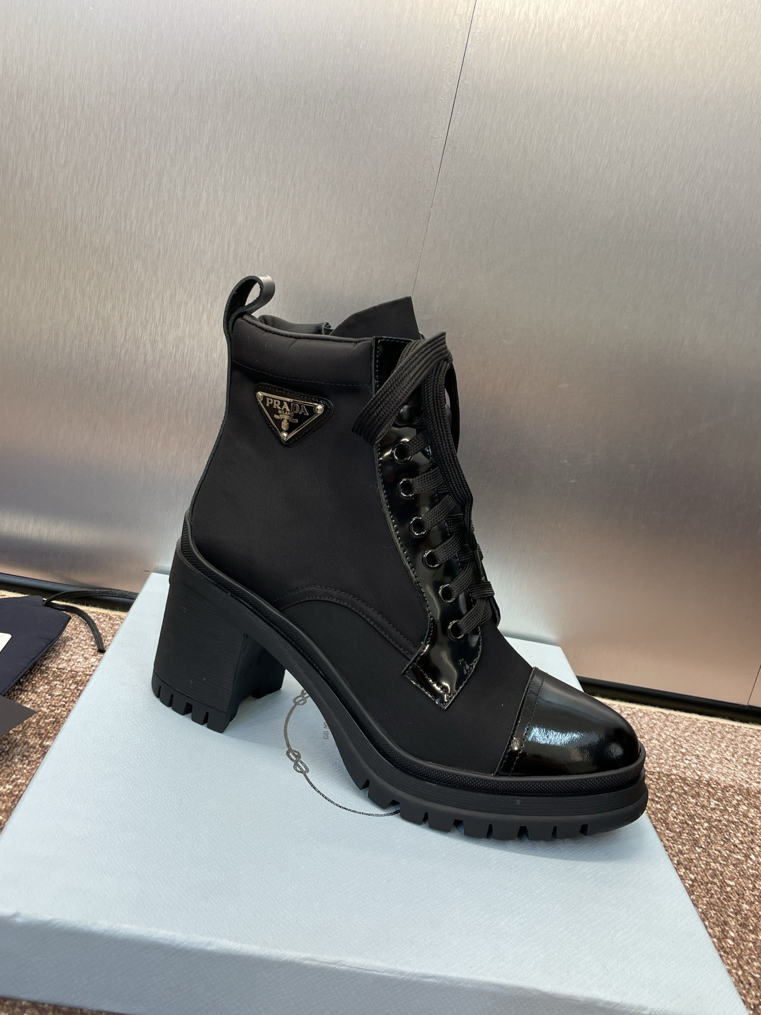 UA Prada Re-Nylon and Leather Booties