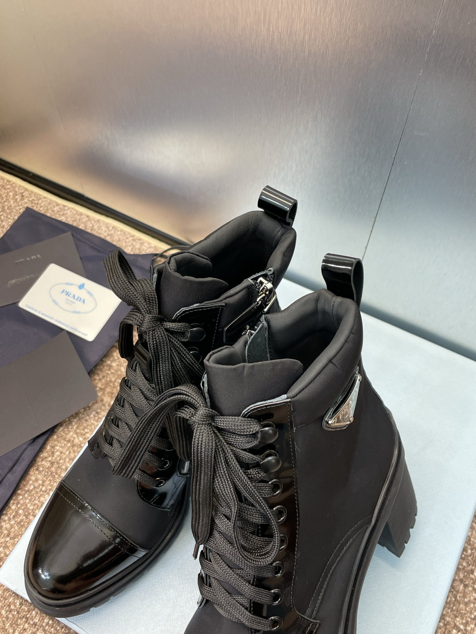 UA Prada Re-Nylon and Leather Booties