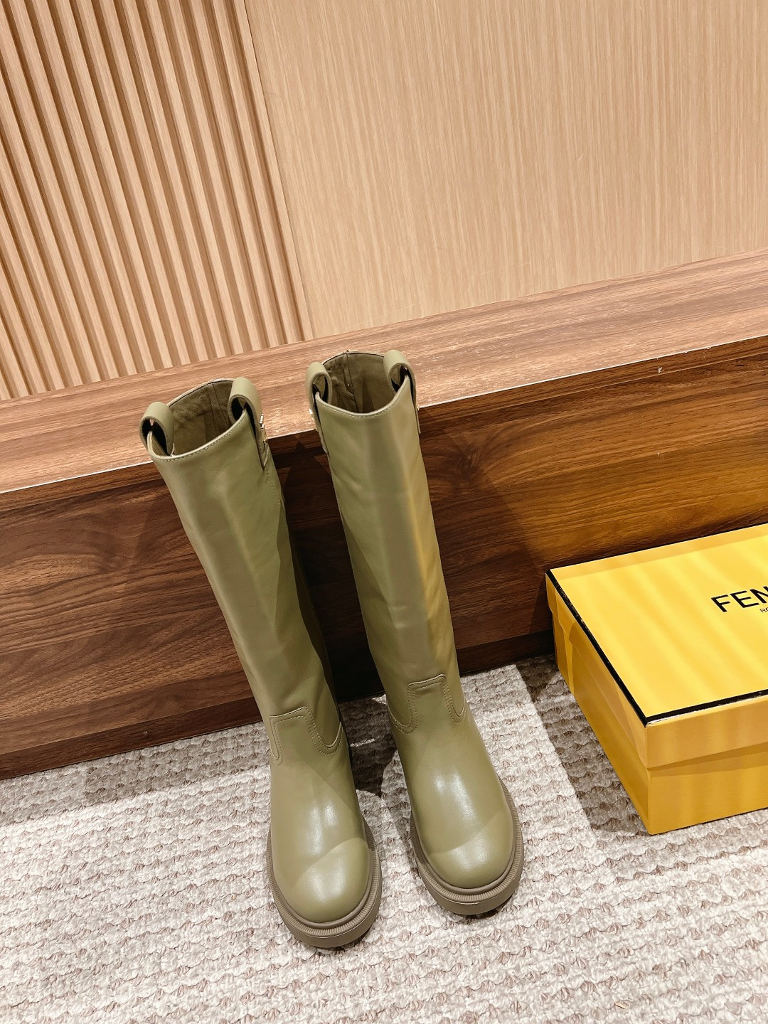 UA Fendi Filo Green Leather Boots