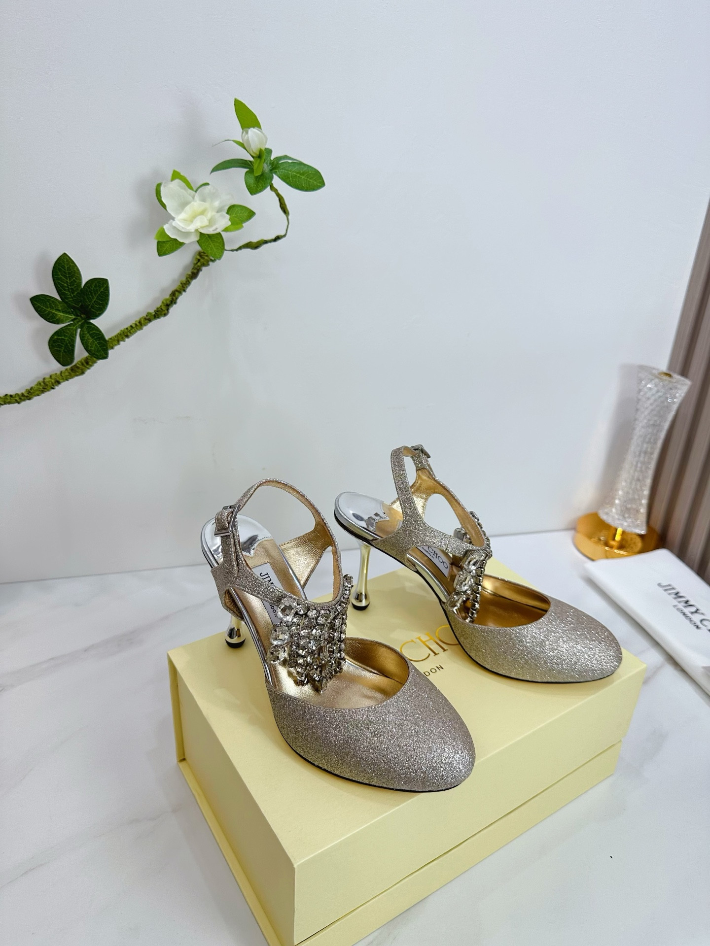 UA Jimmy Choo Verity Glitter Slingbacks 8.5cm