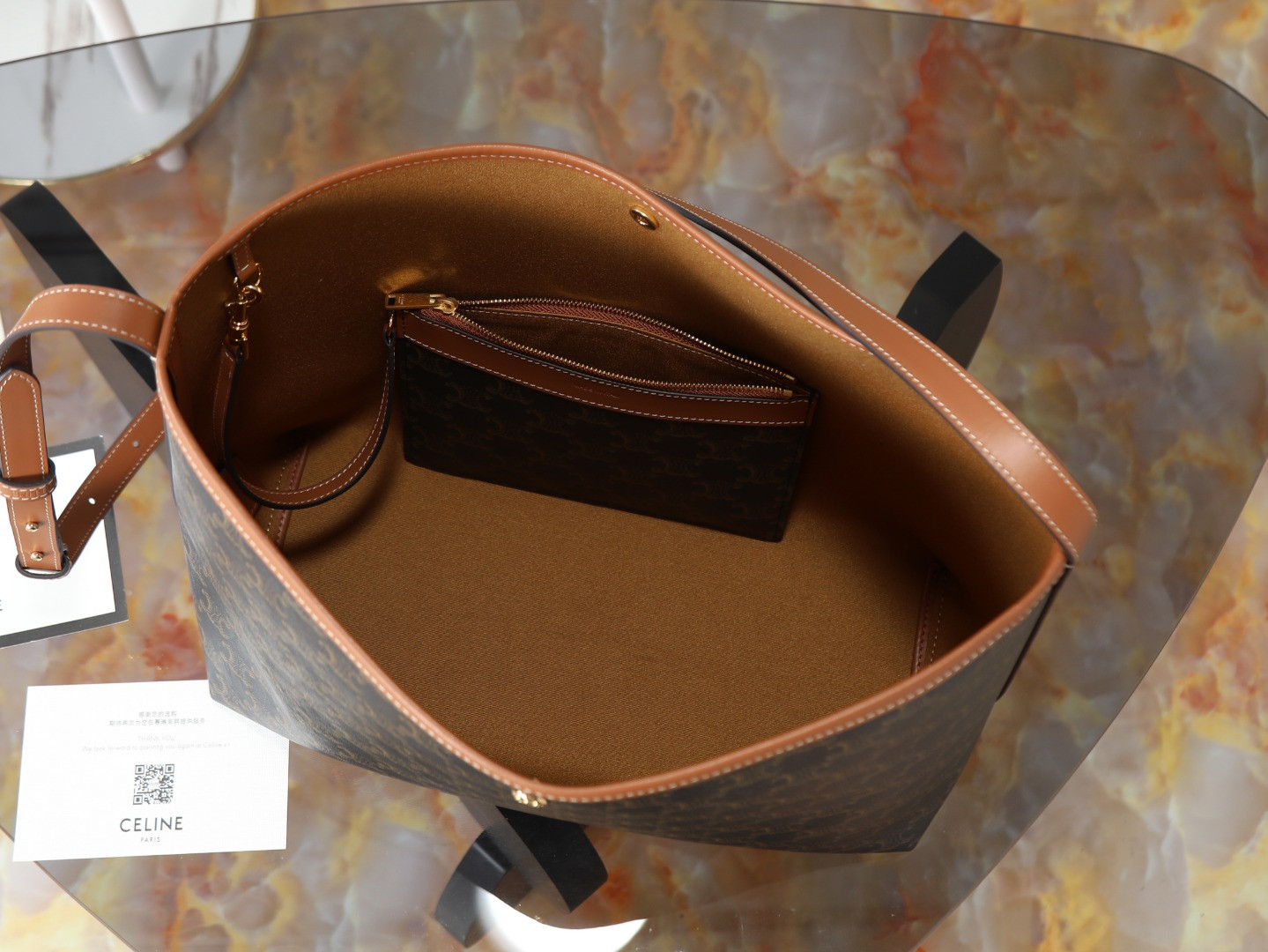 Celine SOFT SHOPPER BAG IN Triomphe Canvas and Calfskin 32.5x24.5x14cm