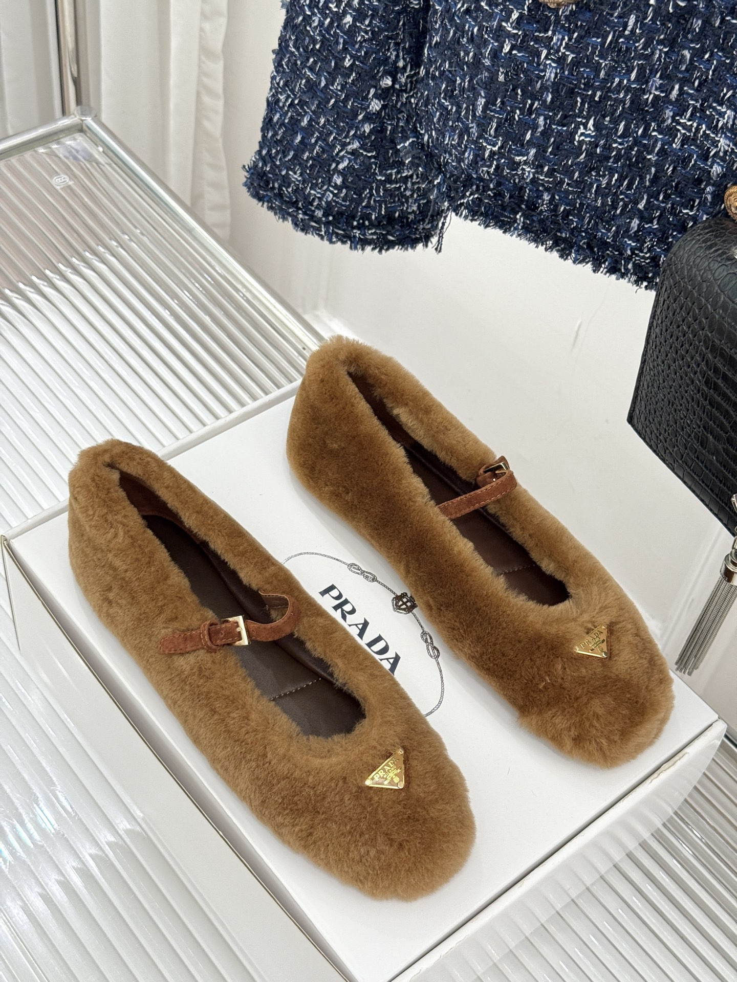 UA Prada Shearling Ballerinas