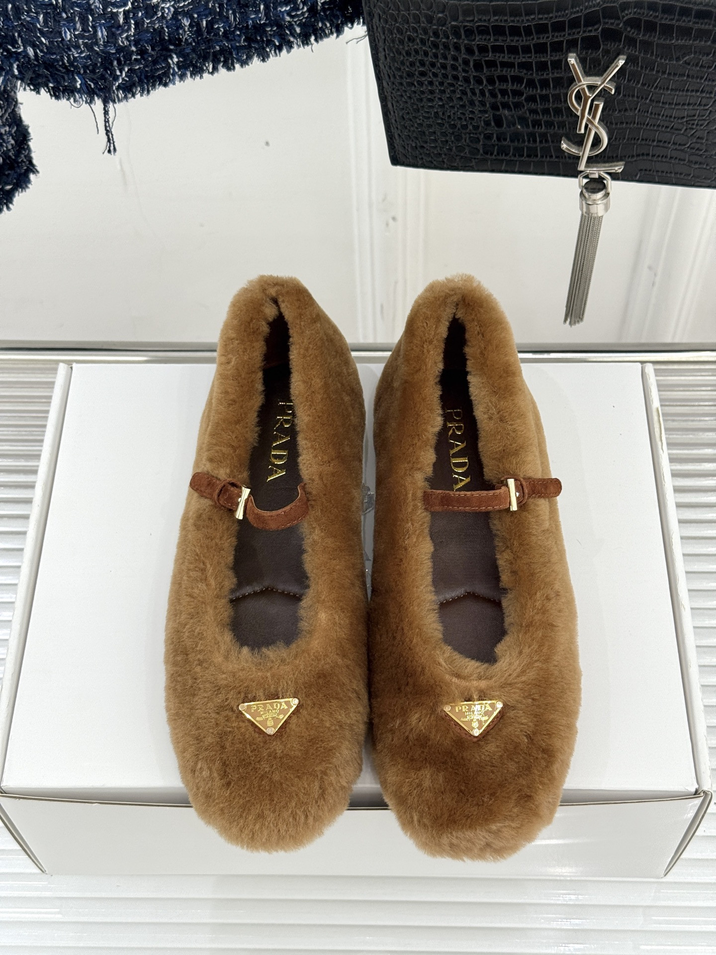 UA Prada Shearling Ballerinas