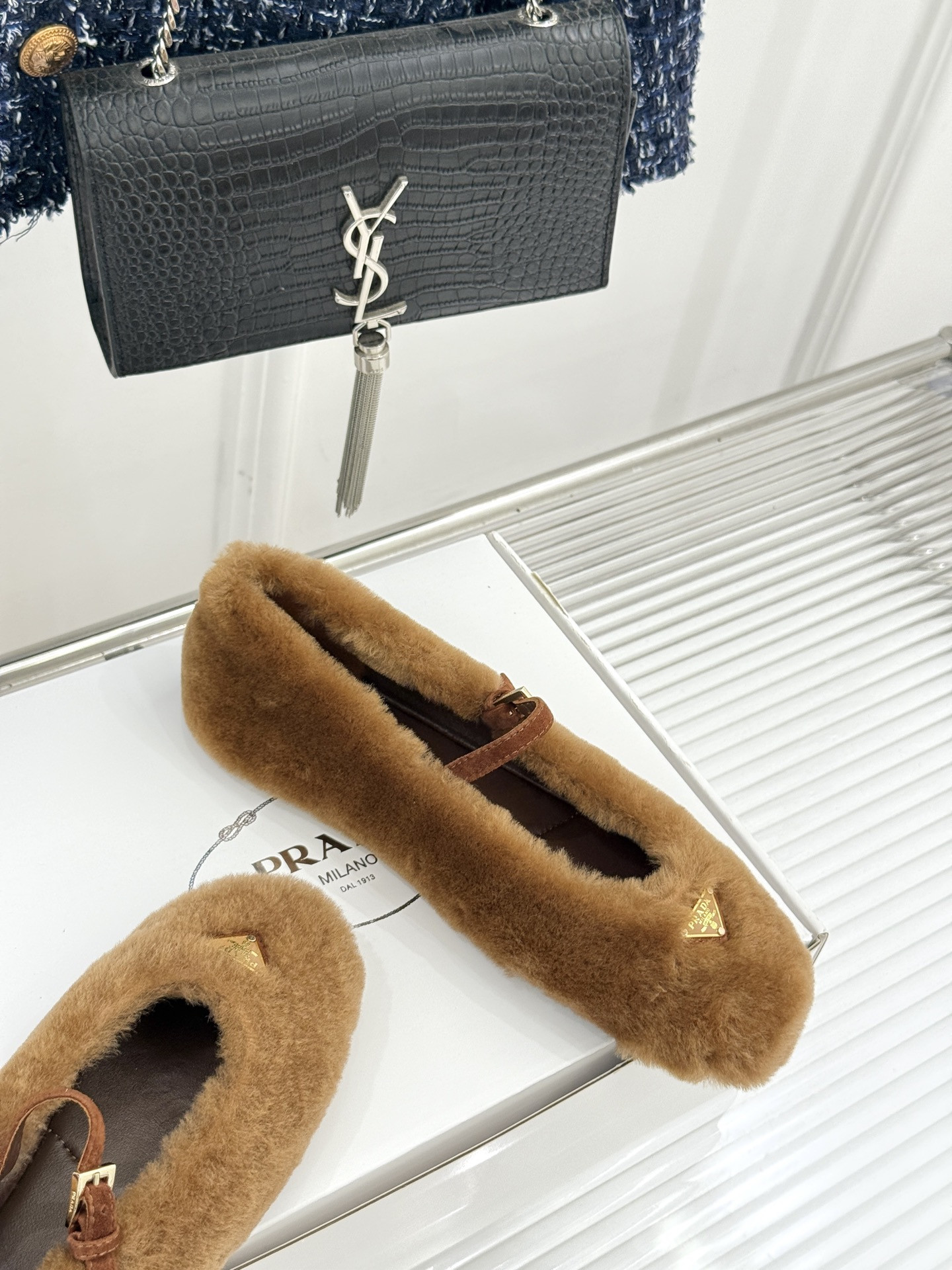 UA Prada Shearling Ballerinas