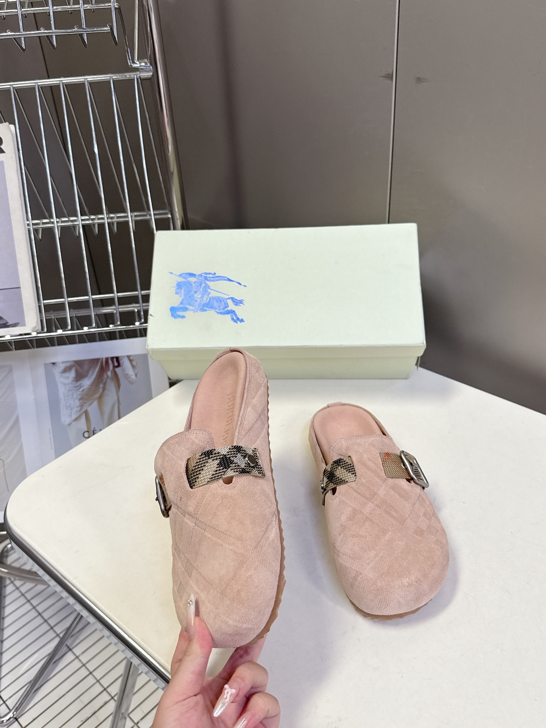 UA Burberry Check Suede Urchin Clogs