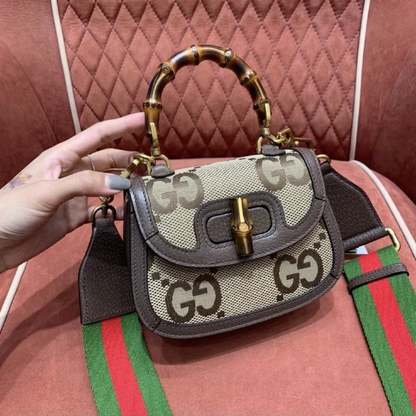Gucci Mini Bamboo Handbag with Super Double G